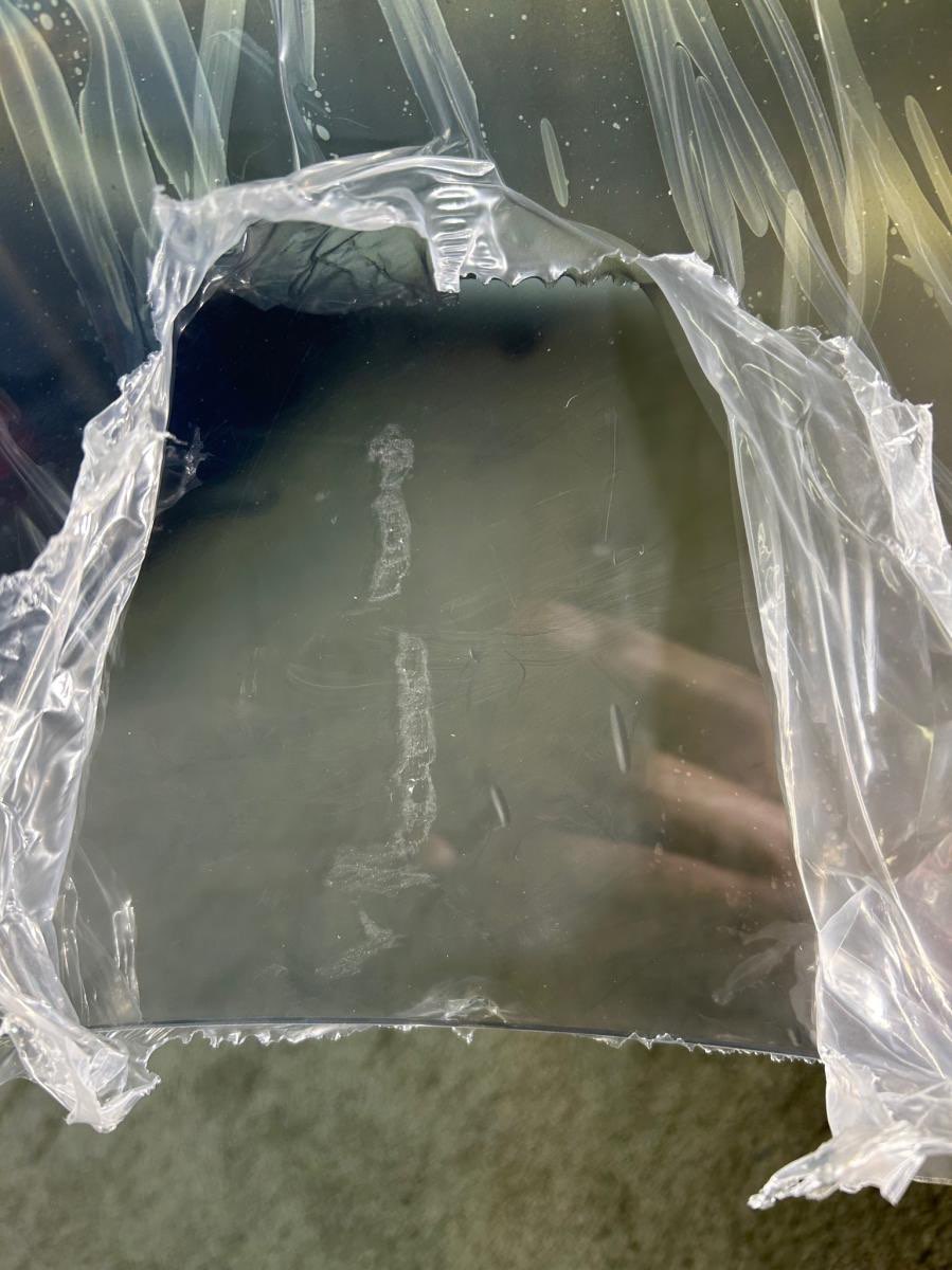 The canopy is covered in plastic/adhesive, and had rubbed against the fiberglass cowlings. I was afraid there might be some abrasion, but it was basically just some of the adhesive that smeared onto the canopy, and it cleaned right up with isopropyl alcohol
